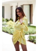 Shirt dress with a tied front, yellow FG642 - Online store - Boutique